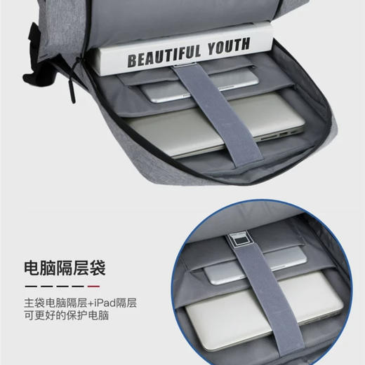 跨境小米双肩包新款简约usb充电背包男女休闲商务电脑包【原版】 商品图13
