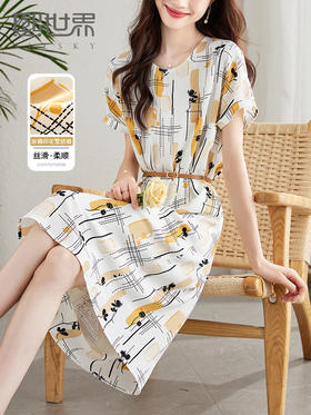 【专属特价】艺术感涂鸦印花连衣裙女小众设计气质收腰雪纺裙夏款