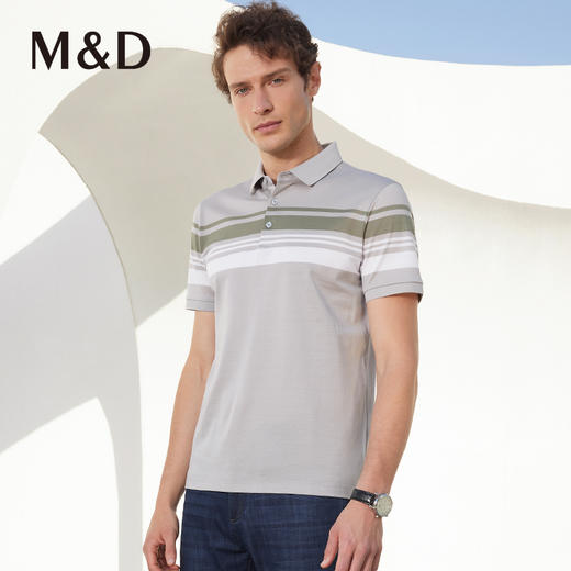 MD名盾新款夏季条纹立体翻领男士T恤衫商务Polo休闲 商品图0