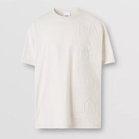 BURBERRY 巴宝莉 男士棉质字母徽标压花圆领短袖T恤 米黄 8050732 A4461