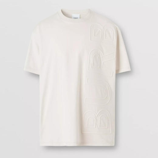 BURBERRY 巴宝莉 男士棉质字母徽标压花圆领短袖T恤 米黄 8050732 A4461 商品图0