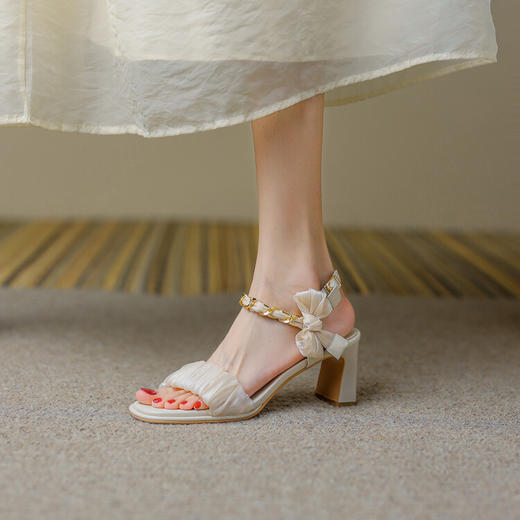 复古优雅，仙女风丝绸凉鞋XS-AC492-7 商品图1