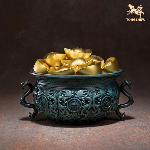 铜师傅 全铜摆件《聚宝盆（中号）》铜工艺品 家居饰品 摆件 商品图0
