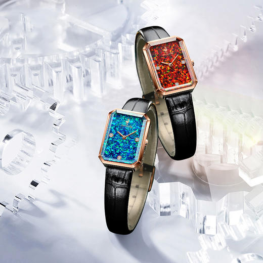 【ROROLOVE】邂逅Enchanted系列  天然钻石腕表 天然钻石手表女ins风学生小方盘真皮钢带表带小绿表礼物（3颗钻） 商品图9