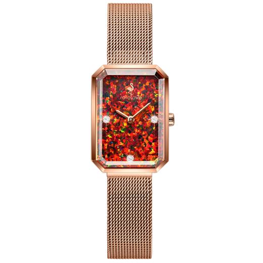 【ROROLOVE】邂逅Enchanted系列  天然钻石腕表 天然钻石手表女ins风学生小方盘真皮钢带表带小绿表礼物（3颗钻） 商品图2