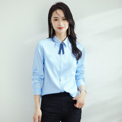 【防油防水防污】罗蒙春夏长袖衬衫女士正装商务通勤职业装防油防污衬衣 商品图6