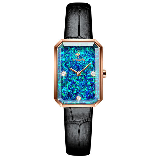 【ROROLOVE】邂逅Enchanted系列  天然钻石腕表 天然钻石手表女ins风学生小方盘真皮钢带表带小绿表礼物（3颗钻） 商品图0