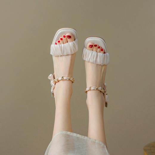 复古优雅，仙女风丝绸凉鞋XS-AC492-7 商品图4