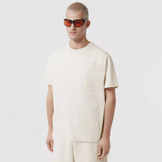 BURBERRY 巴宝莉 男士棉质字母徽标压花圆领短袖T恤 米黄 8050732 A4461 商品图1