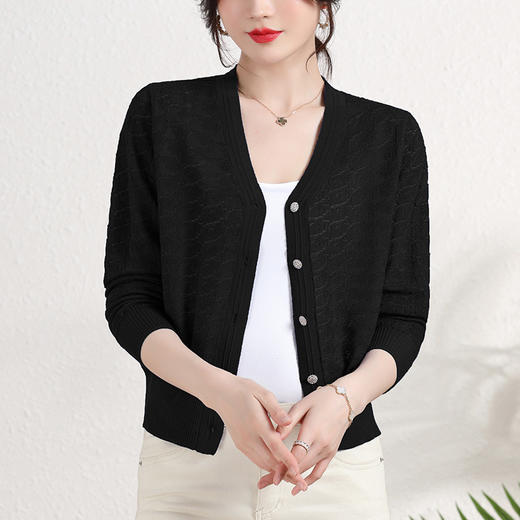 夏季薄款冰丝针织衫，防晒开衫外搭短款配吊带裙子的外套披肩镂空CC-2358 商品图5