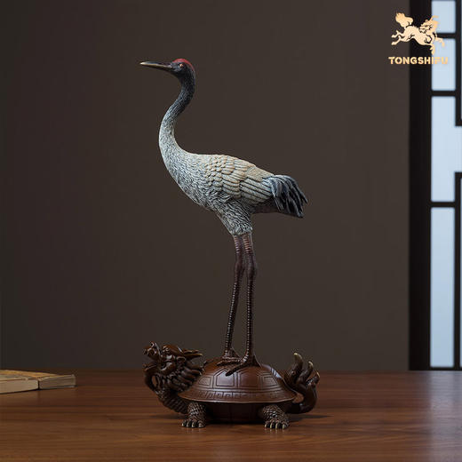 预售60天  铜师傅 全铜摆件《龟鹤延年》家居饰品 铜工艺品 客厅 礼品摆件 商品图0