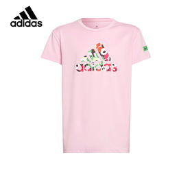 小阿迪女大童速干运动短袖22夏新款花卉印花圆领T恤HD6743