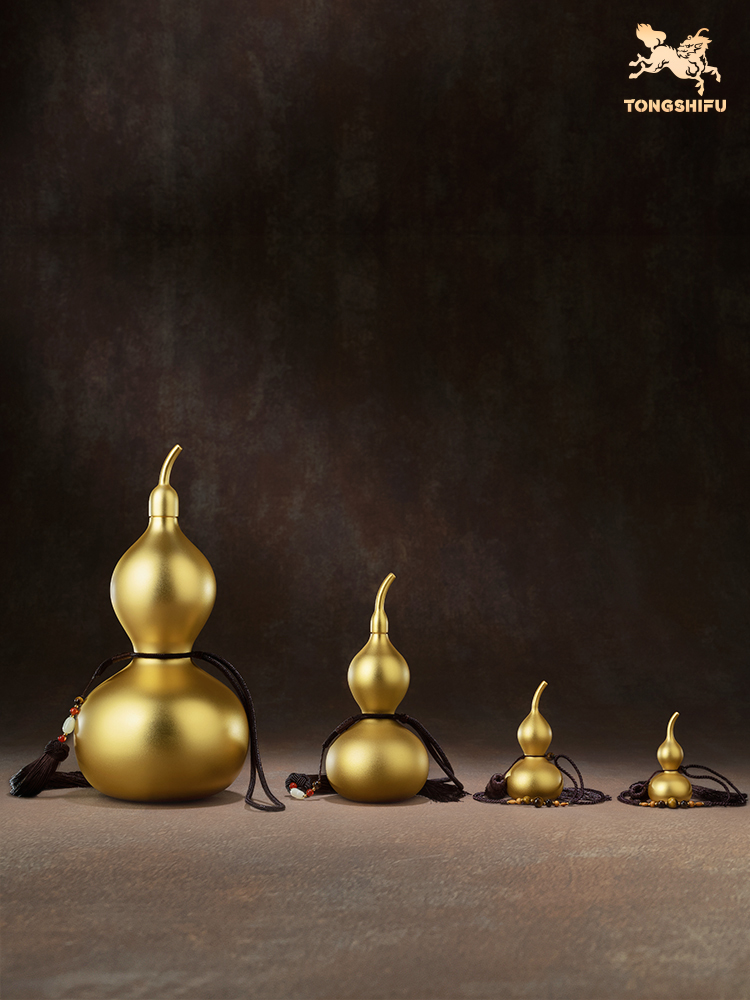 铜师傅 全铜真金鎏镀挂件 《大吉大利葫芦》铜葫芦 家居饰品 礼物