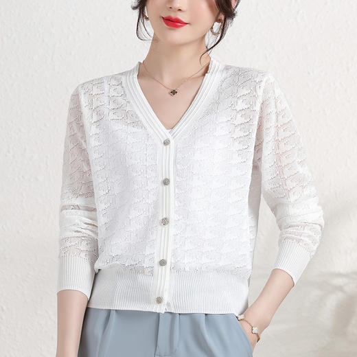 夏季薄款冰丝针织衫，防晒开衫外搭短款配吊带裙子的外套披肩镂空CC-2358 商品图7