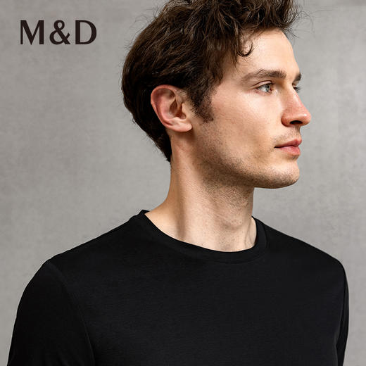 【液氨抗皱】MD名盾纯棉长绒棉短袖T恤男打底纯色商务休闲圆领 商品图7