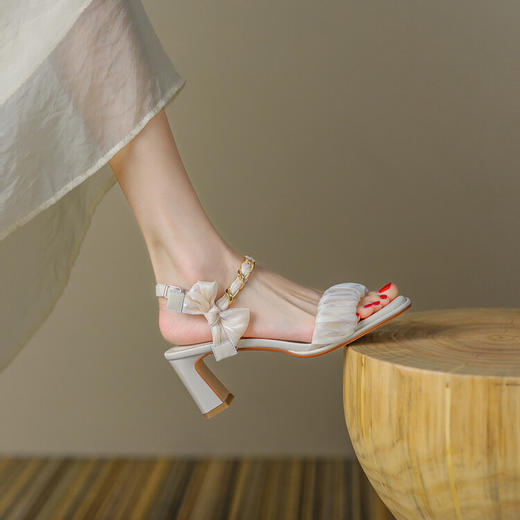 复古优雅，仙女风丝绸凉鞋XS-AC492-7 商品图3