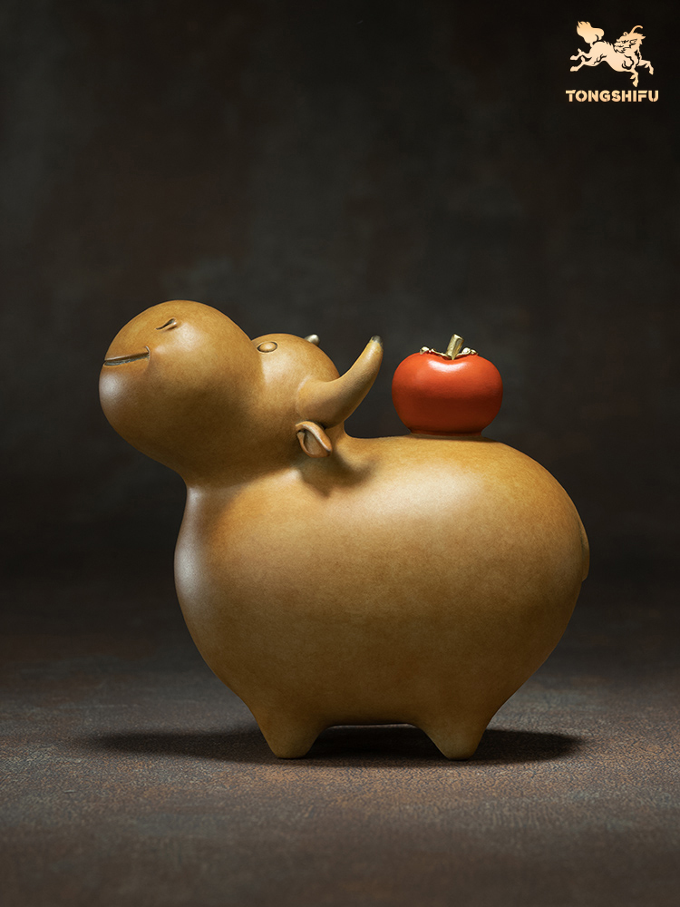 铜师傅 全铜摆件《牛柿》家居饰品 铜工艺品 礼品 摆件