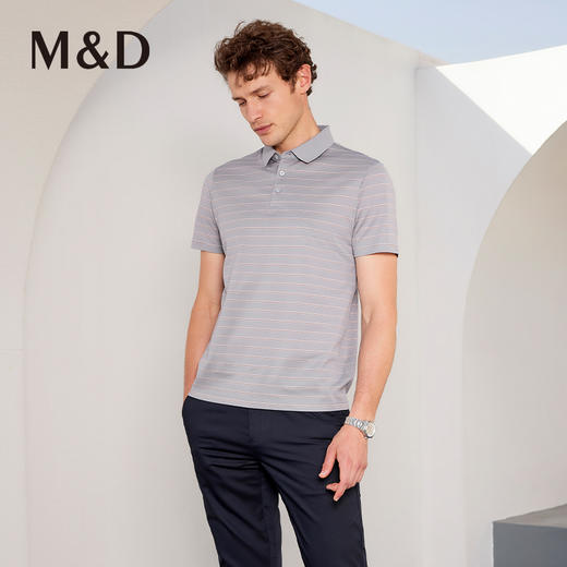 MD名盾翻领男士条纹短袖Polo衫夏季新薄款T恤衫商务休闲半袖 商品图1
