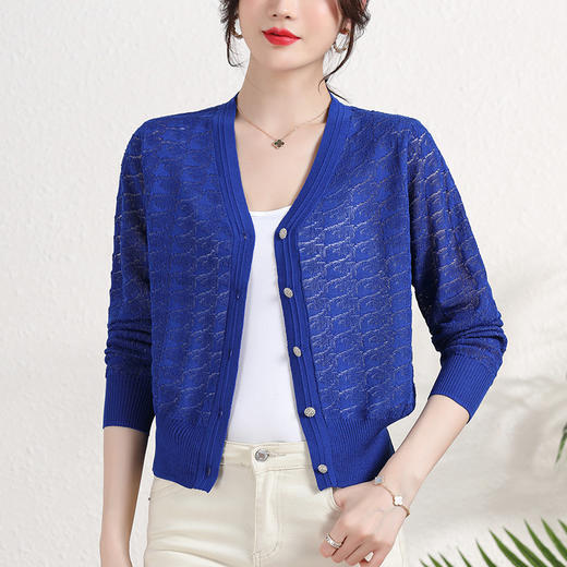 夏季薄款冰丝针织衫，防晒开衫外搭短款配吊带裙子的外套披肩镂空CC-2358 商品图9