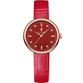 【ROROLOVE】邂逅Enchanted系列 天然钻石腕表 中国红限定款钻石手表女时尚简约ins风女表情人节礼物（8颗钻石）