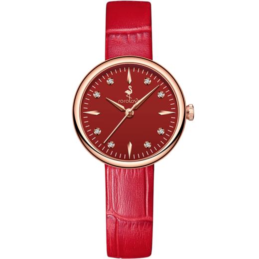 【ROROLOVE】邂逅Enchanted系列 天然钻石腕表 中国红限定款钻石手表女时尚简约ins风女表情人节礼物（8颗钻石） 商品图0