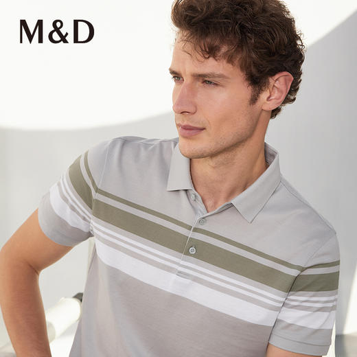 MD名盾新款夏季条纹立体翻领男士T恤衫商务Polo休闲 商品图2