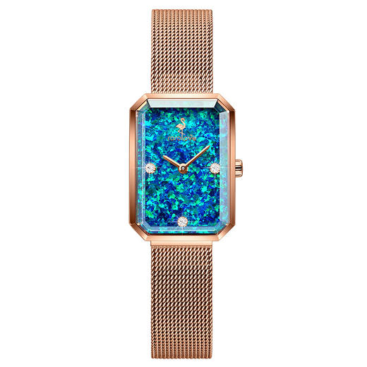 【ROROLOVE】邂逅Enchanted系列  天然钻石腕表 天然钻石手表女ins风学生小方盘真皮钢带表带小绿表礼物（3颗钻） 商品图3