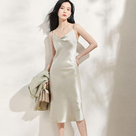 剩S/M/L 芳外锁骨链性感吊带2024春季新款亮面醋酸锁链条吊带连衣裙