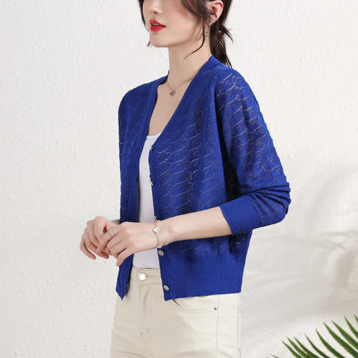 夏季薄款冰丝针织衫，防晒开衫外搭短款配吊带裙子的外套披肩镂空CC-2358 商品图4