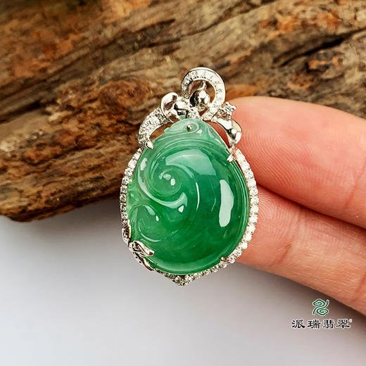 派瑞翡翠 18k金翡翠吊坠 冰种 绿色 商品图1