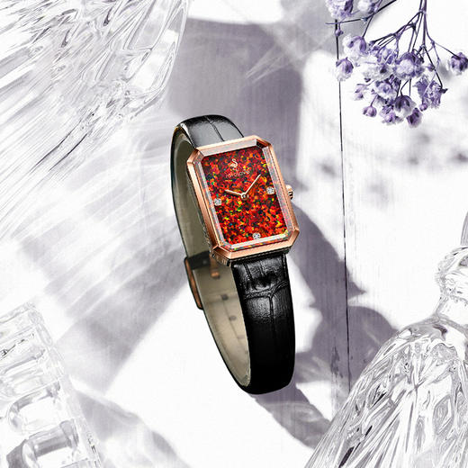 【ROROLOVE】邂逅Enchanted系列  天然钻石腕表 天然钻石手表女ins风学生小方盘真皮钢带表带小绿表礼物（3颗钻） 商品图10