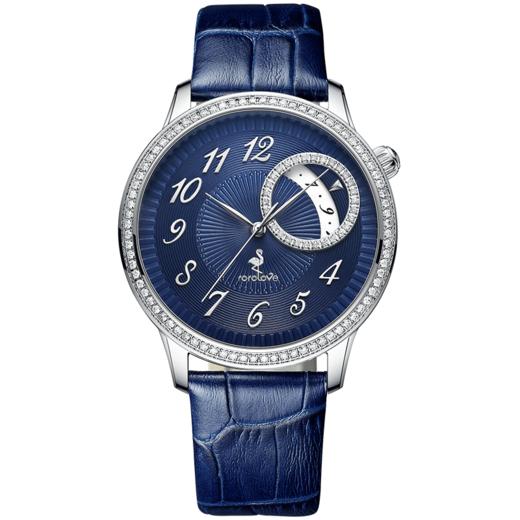 【男士腕表】ROROLOVE 天然钻石腕表 男士钻石手表头层牛皮皮带进口机芯 白色情人节礼物 （110/85颗钻石） 商品图1