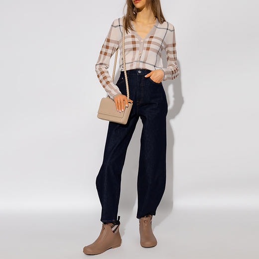 BURBERRY 巴宝莉 女士格纹嵌花羊毛真丝棉质长袖针织开衫 8052401 B2111 商品图3