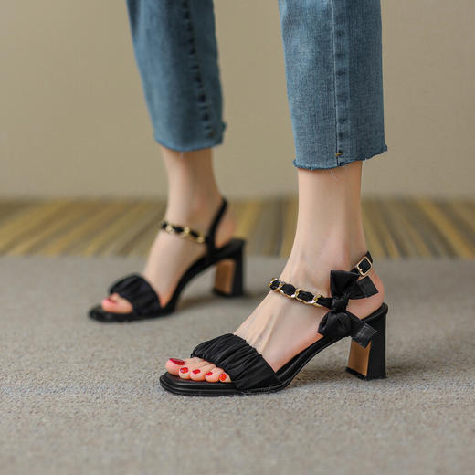 复古优雅，仙女风丝绸凉鞋XS-AC492-7 商品图5