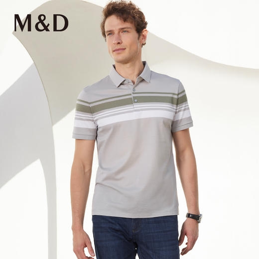 MD名盾新款夏季条纹立体翻领男士T恤衫商务Polo休闲 商品图1