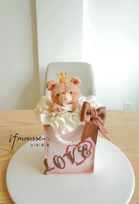 「520特别款」4寸翻糖小熊 红丝绒蛋糕