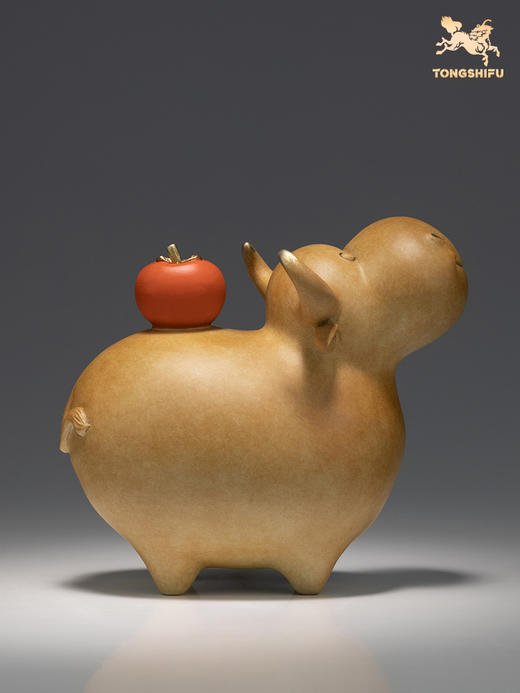 铜师傅 全铜摆件《牛柿》家居饰品 铜工艺品 礼品 摆件 商品图2