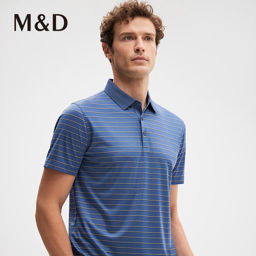 MD名盾短袖Polo衫桑蚕丝垂感翻领条纹商务男士T恤 商品图2