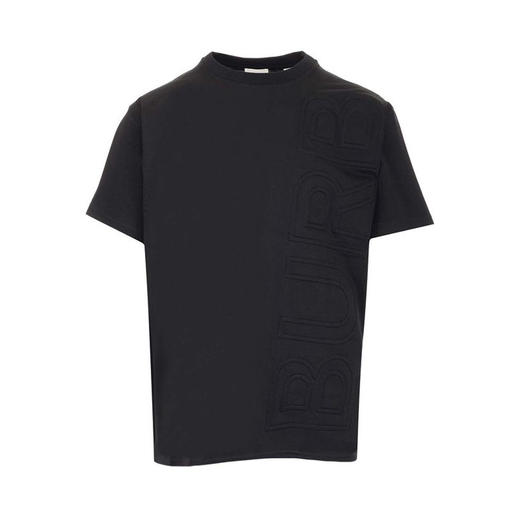 【二】BURBERRY 巴宝莉 男士徽标压花棉质大廓形圆领短袖T恤 黑色 8050731 A1189 商品图0