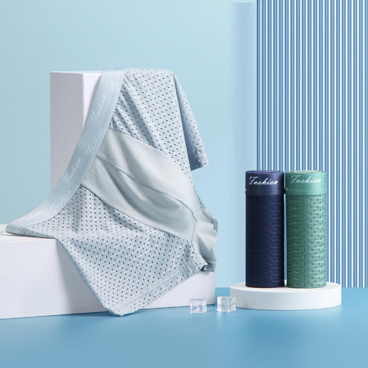 【59特价清仓/5条装】【80-115斤】冰丝男士平角内裤送儿子送老公 石墨烯网眼薄款透气四脚短裤 商品图4