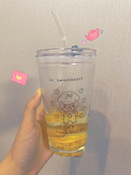东东杯  ins风玻璃杯带吸管  喝水也要有仪式感 商品图0