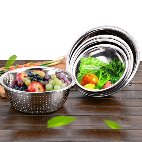 【五件套】不锈钢盆加厚调料缸菜盆漏盆洗菜盆淘米盆和面盆汤盆锅 商品图2