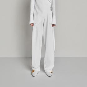 腰带收腰压明线阔腿长裤