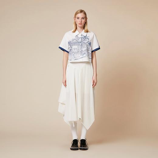 雍正十二月行乐图夏版定位印花白棉衬衣 商品图1