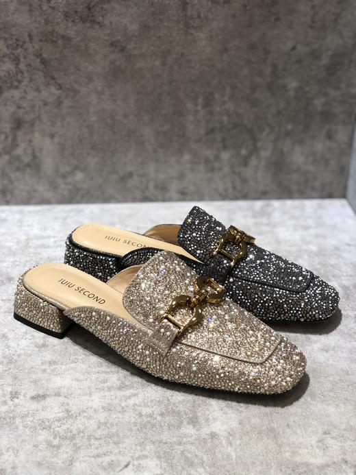 IUIU SECOND春夏水钻金属饰扣方头穆勒拖  U21CM34301 商品图2