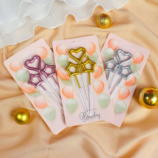 镀金蜡烛 心1星星2 生日蛋糕蜡烛 爱心五角星蜡烛 甜点台装饰 商品图0