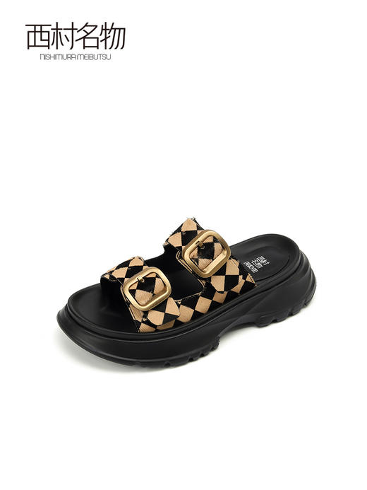 西村名物小香风拖鞋女外穿2022年新款夏季厚底时尚沙滩拖鞋T22BJ24471 商品图1