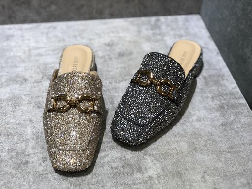 IUIU SECOND春夏水钻金属饰扣方头穆勒拖  U21CM34301 商品图1