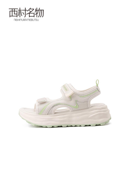 西村名物厚底凉鞋女2022夏季新款百搭仙女风软底运动魔术贴罗马鞋T22BG25101 商品图3