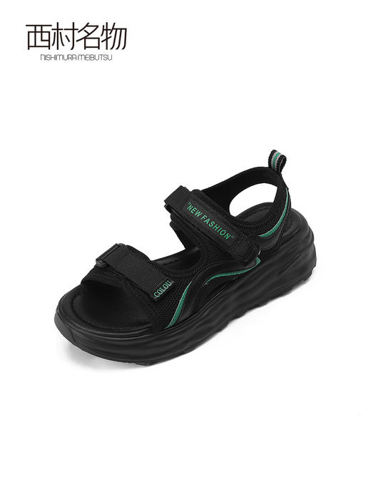 西村名物厚底凉鞋女2022夏季新款百搭仙女风软底运动魔术贴罗马鞋T22BG25101 商品图2